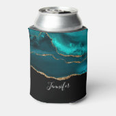 Moderne Aquamarine Agate & Gold Ribbon auf Black Dosenkühler (Kanne Rückseite)