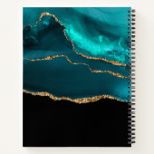 Moderne Aquamarine Agate & Gold Ribbon auf Black Notizblock (Rückseite)