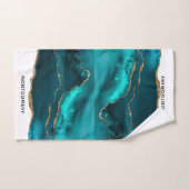 Moderne Aquamarine Agate & Gold Ribbon auf Weiß Badhandtuch Set (Handtuch)