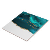 Moderne Aquamarine Agate & Gold Ribbon auf Weiß Fliese (Seite)