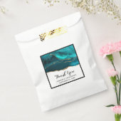 Moderne Aquamarine Agate & Gold Ribbon auf Weiß Geschenktütchen (Versiegelt)