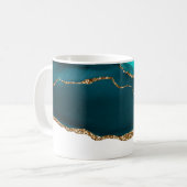 Moderne Aquamarine Agate & Gold Ribbon auf Weiß Kaffeetasse (Vorderseite Links)