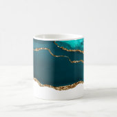 Moderne Aquamarine Agate & Gold Ribbon auf Weiß Kaffeetasse (Mittel)