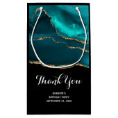 Moderne Aquamarine Agate & Gold Ribbon Vielen Dank Kleine Geschenktüte (Rückseite)