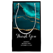 Moderne Aquamarine Agate & Gold Ribbon Vielen Dank Kleine Geschenktüte (Vorderseite)