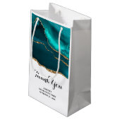 Moderne Aquamarine Agate & Gold Ribbon Vielen Dank Kleine Geschenktüte (Rückseite Schrägansicht)