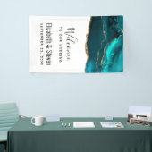 Moderne Aquamarine Agate & Gold Ribbon Wedding Banner (Messeveranstaltung)
