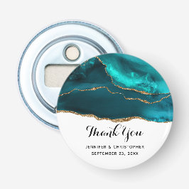 Moderne Aquamarine Agate & Gold Ribbon Wedding Flaschenöffner