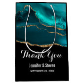 Moderne Aquamarine Agate & Gold Ribbon Wedding Mittlere Geschenktüte (Vorderseite)