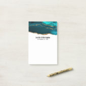 Moderne Aquamarine Agate & Gold Ribbon Wedding Post-it Klebezettel (Auf Schreibtisch)
