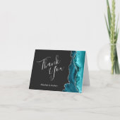 Moderne Aquamarine Agate Silver Dark Wedding Viele Karte (Vorderseite)