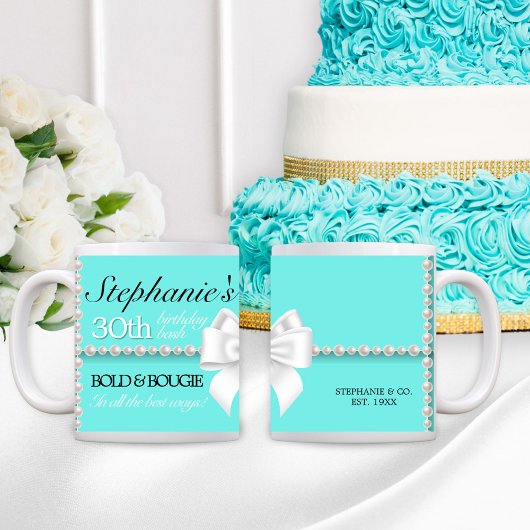 Moderne Aquamarine Aqua Tiffany Bold & Bougie Birt Kaffeetasse
