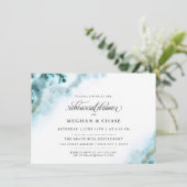 Moderne Aquamarine Aquarellmoos Agate BarefootBrid Einladung (Stehend Vorderseite)