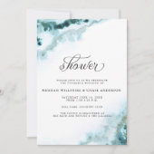 Moderne Aquamarine Aquarellmoos Agate BarefootBrid Einladung (Vorderseite)