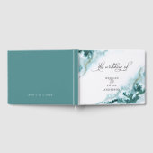 Moderne Aquamarine Aquarellmoos Agate BarefootBrid Gästebuch (Voll)