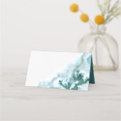 Moderne Aquamarine Aquarellmoos Agate BarefootBrid Platzkarte (Rückseite)