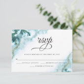 Moderne Aquamarine Aquarellmoos Agate BarefootBrid RSVP Karte (Stehend Vorderseite)