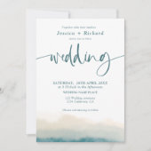 Moderne aquamarine Aquarellschrift Einladung (Vorderseite)