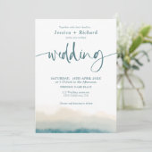 Moderne aquamarine Aquarellschrift Einladung (Stehend Vorderseite)