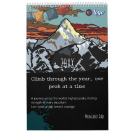 Moderne Aquamarine Bergspitzen-Art-Logos und Motiv Kalender