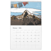 Moderne Aquamarine Bergspitzen-Art-Logos und Motiv Kalender (Feb 2026)
