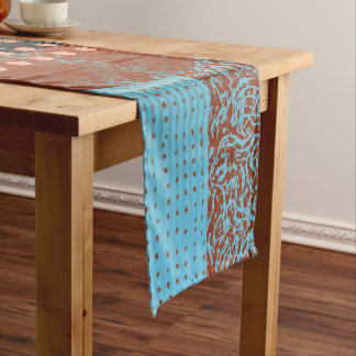 Moderne, Aquamarine, blaue, geometrische Muster au Kurzer Tischläufer
