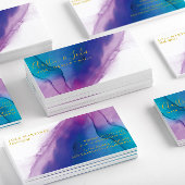 Moderne Aquamarine Blaue Lila Abstrakte Kunst Visitenkarte