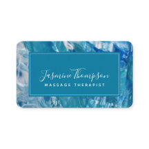 Moderne Aquamarine Blue Abstrakt Art Round Busines