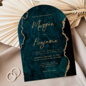 Moderne Aquamarine Blue Agate Script Arch Wedding Einladung