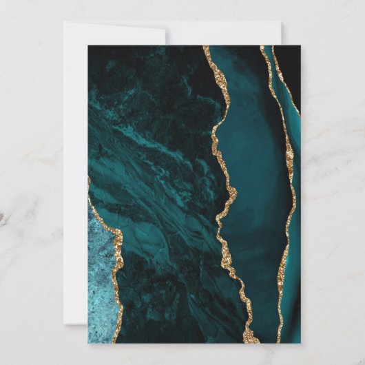 Moderne Aquamarine Blue Agate Script Hochzeit Einladung (Rückseite)