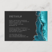 Moderne Aquamarine Blue Agate Silver Dark Wedding Begleitkarte (Vorderseite)