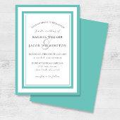 Moderne Aquamarine Blue Border Einfache Hochzeit Einladung