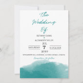 Moderne Aquamarine Blue Watercolor Script Hochzeit Einladung (Vorderseite)
