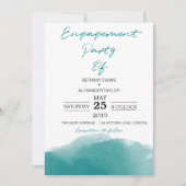 Moderne Aquamarine Blue Watercolor Scripte Engagem Einladung (Vorderseite)