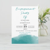 Moderne Aquamarine Blue Watercolor Scripte Engagem Einladung (Stehend Vorderseite)