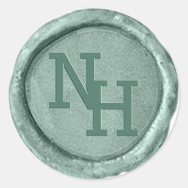 Moderne Aquamarine Blue Wax Siegel Monogram Weddin Runder Aufkleber