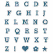 Moderne Aquamarine Briefe | Monogram Alphabet Stic Aufkleber (Vorderseite)
