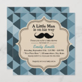 Moderne aquamarine Dreieck-Schnurrbart-Baby-Dusche Einladung (Vorne/Hinten)