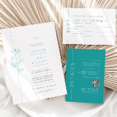 Moderne Aquamarine Einfache Hochzeitdetails QR-Cod Begleitkarte