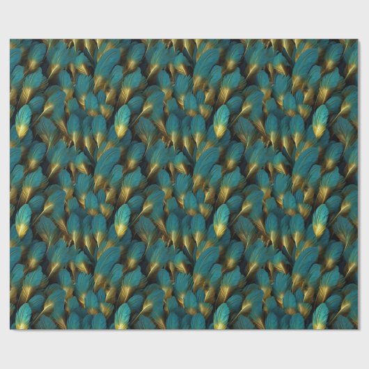 Moderne aquamarine Federn Geschenkpapier (Flach)