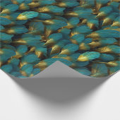 Moderne aquamarine Federn Geschenkpapier (Ecke)