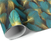 Moderne aquamarine Federn Geschenkpapier (Rolleneckpunkt)