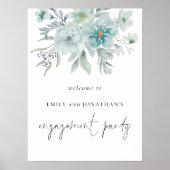 Moderne Aquamarine Florals willkommen bei der Enga Poster (Vorne)