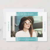 Moderne Aquamarine Foto Graduation Party Einladung (Vorderseite)