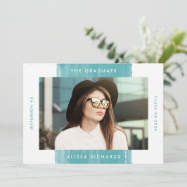 Moderne Aquamarine Foto Graduation Party Einladung