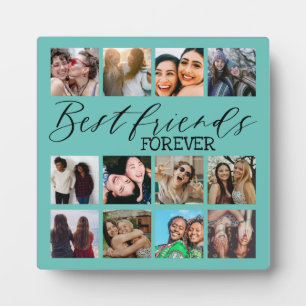 Moderne Aquamarine Fotocollage für die besten Freu Fotoplatte
