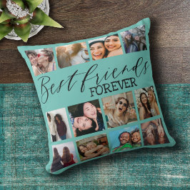 Moderne Aquamarine Fotocollage für die besten Freu Kissen
