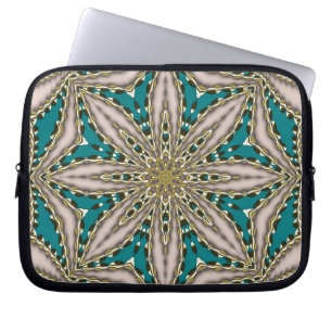 Moderne Aquamarine geometrische Blume personalisie Laptopschutzhülle