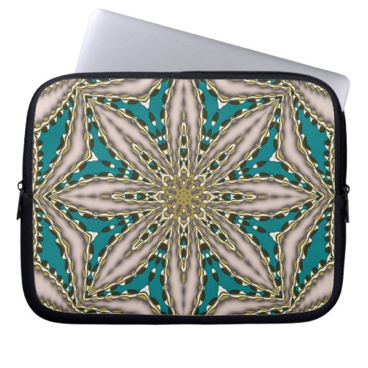 Moderne Aquamarine geometrische Blume personalisie Laptopschutzhülle (Vorderseite)