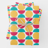 Moderne Aquamarine geometrische Formen in Rot-Gelb Geschenkpapier Set (Beispiel)